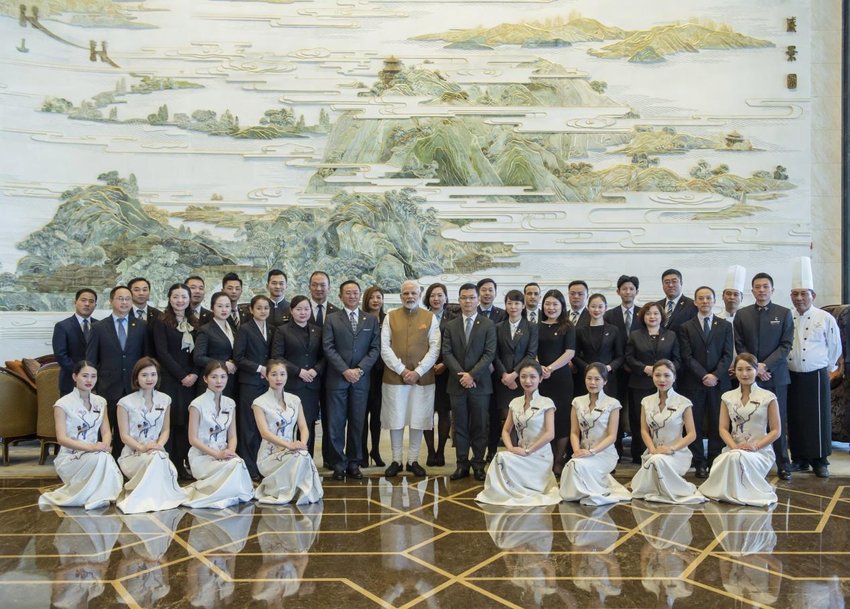 印度总理莫迪及代表团在武汉万达瑞华酒店