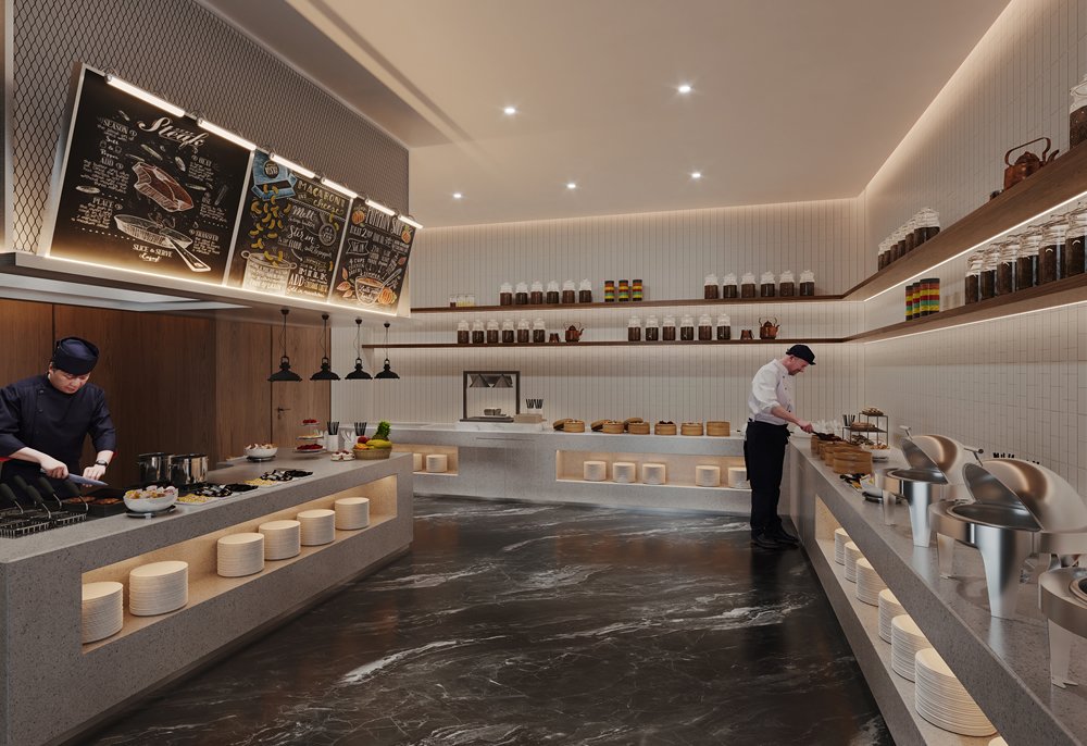 美华酒店取餐区